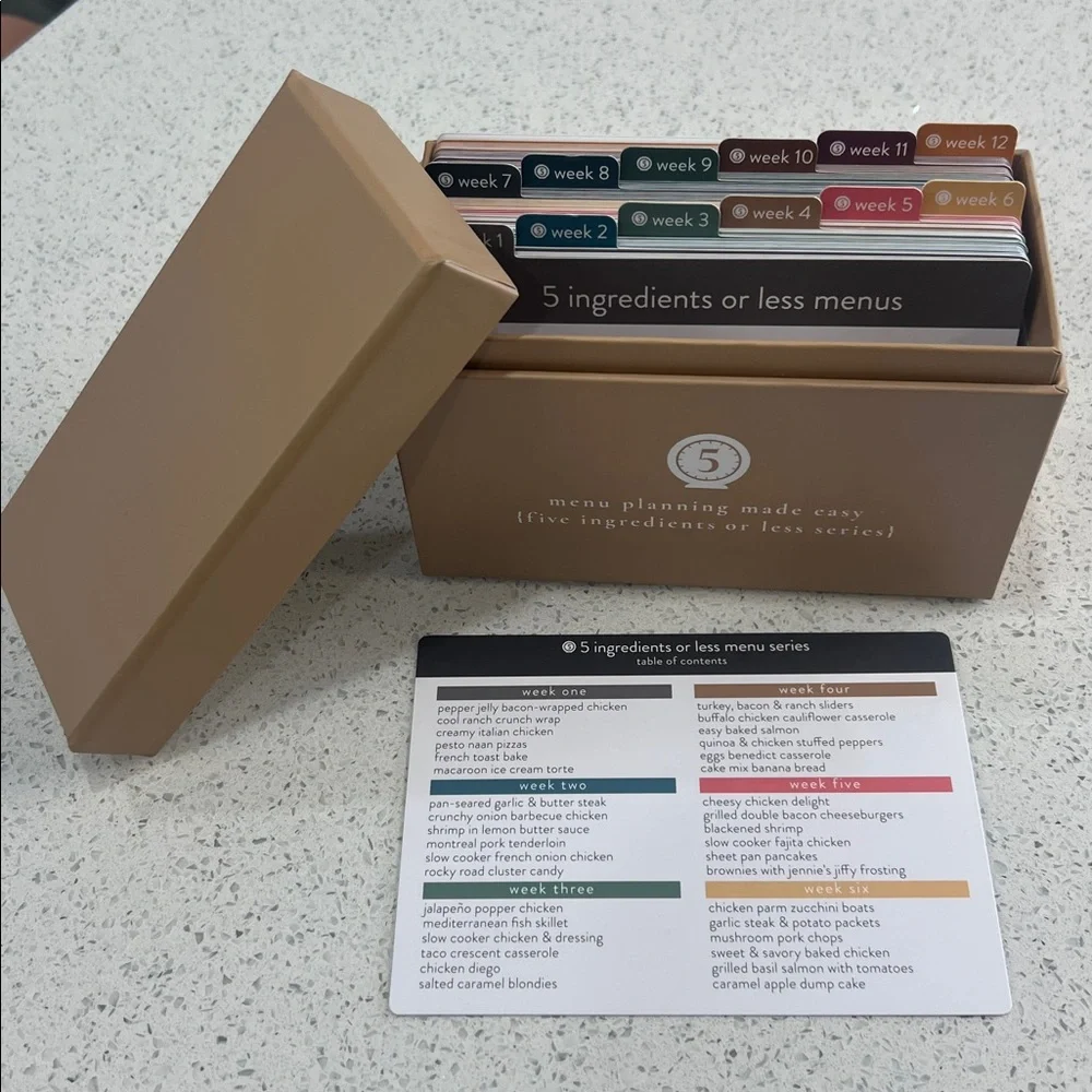 Menu Planning Box - Five Ingredients or Less (Cream/Tan)